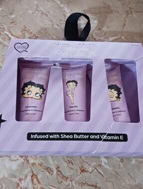 NWOT Betty Boop Hand Cream By Celavi, 3 Tube Set Of Lavender, Vanilla, & Coconut
